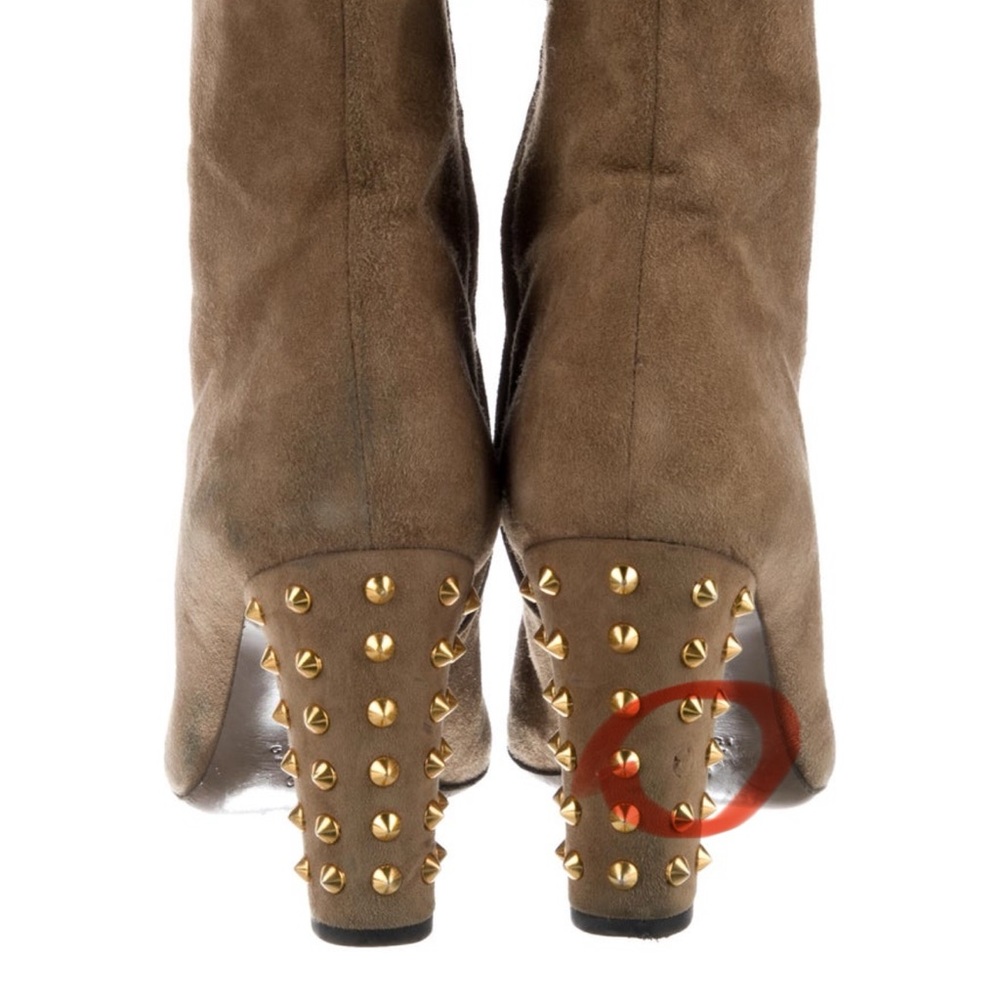 Gucci Brown Suede Studded Heel Boots - Picture 6 of 6